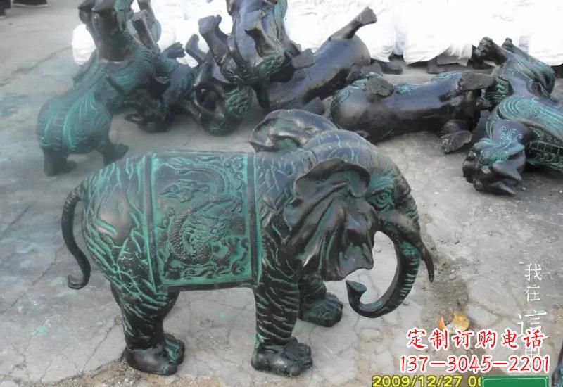 甘肃精美青铜大象雕塑,极致线条优雅