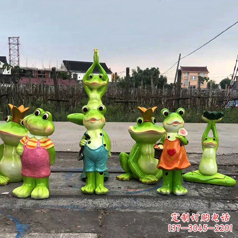 甘肃精美青蛙玻璃钢卡通雕塑