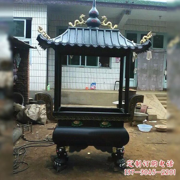 甘肃中领雕塑精美全铜香炉古典雕塑