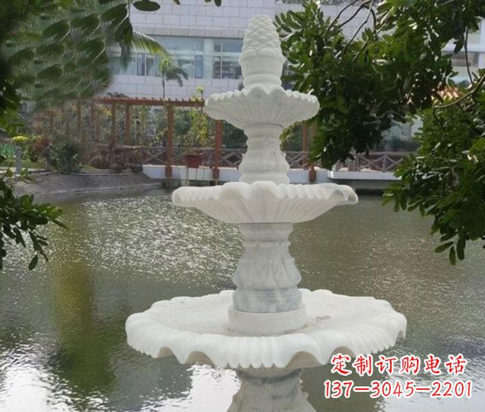 甘肃三层喷泉汉白玉公园石雕