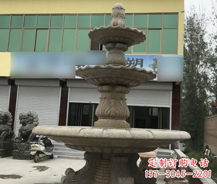 甘肃三层砂岩喷泉欧式石雕,定制专属你的雕塑