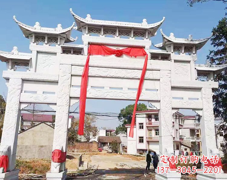 甘肃三门三楼石雕牌坊:专业定制牌坊雕塑