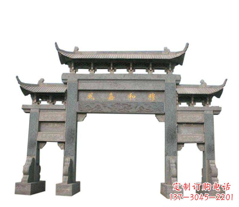 甘肃四门牌坊石雕:高端雕塑定制