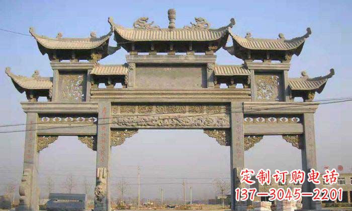 甘肃特色街角石雕牌坊精致典雅的装点