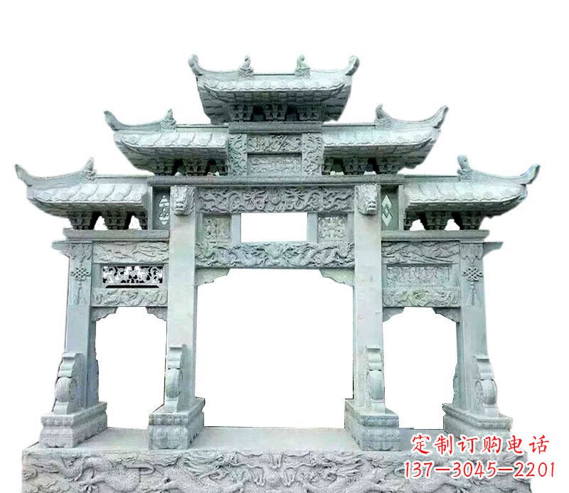甘肃中领雕塑仿古牌坊石雕定制