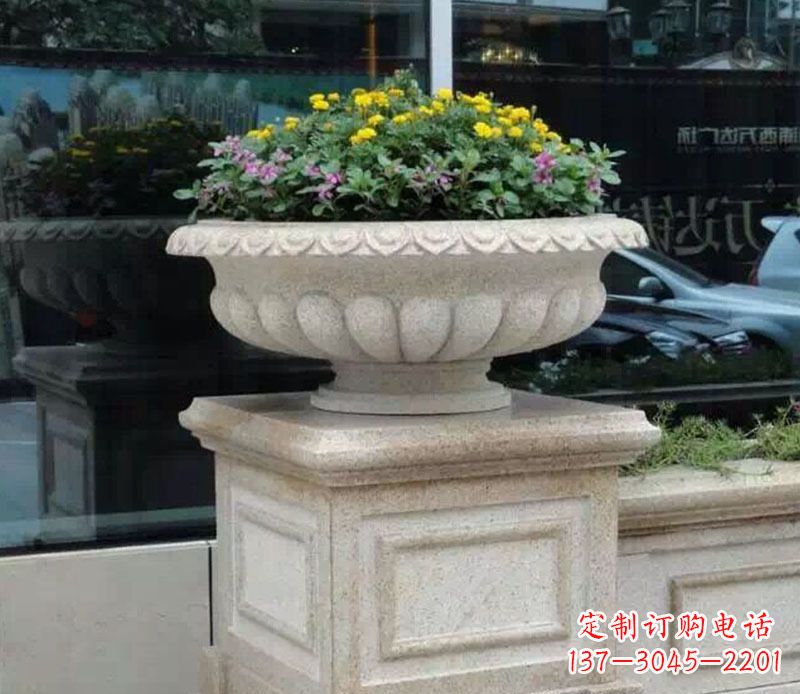 甘肃精美大理石花盆雕塑