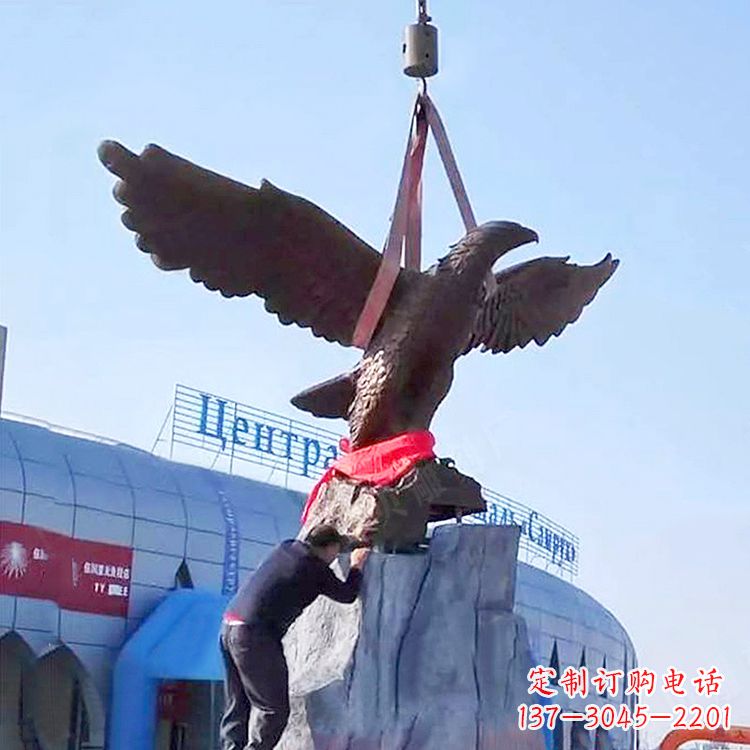 甘肃商场企业大型老鹰铜雕景观