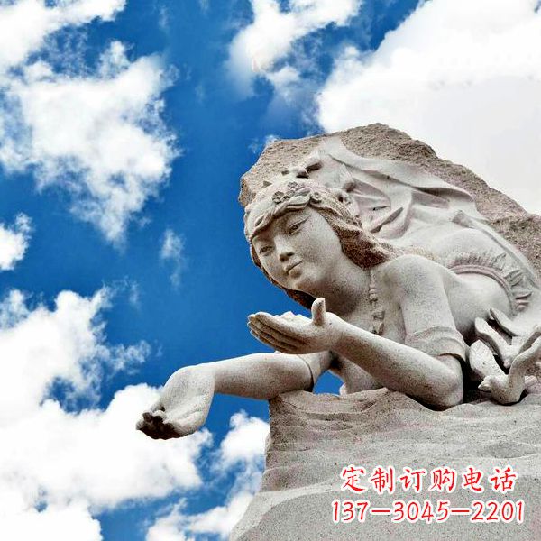 甘肃传说中的精卫—大理石雕塑