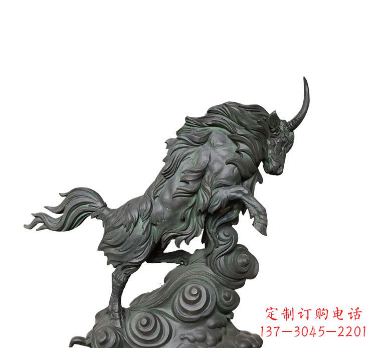 甘肃神牛踏波绸缎精美铜雕