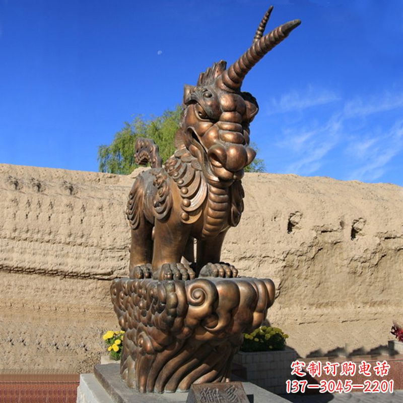 甘肃神兽獬豸古铜雕塑摆件