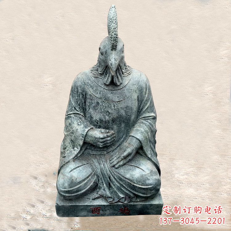 甘肃鸡兽融合的象征——全新兽首人身石雕