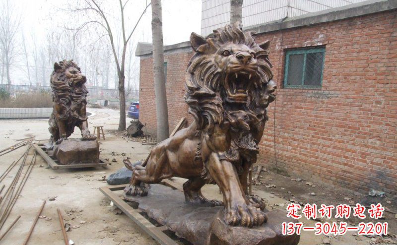 甘肃狮子企业动物铜雕
