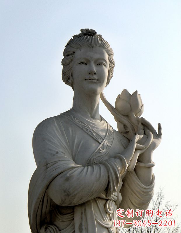 甘肃汉白玉荷花雕塑,精致美丽无双!