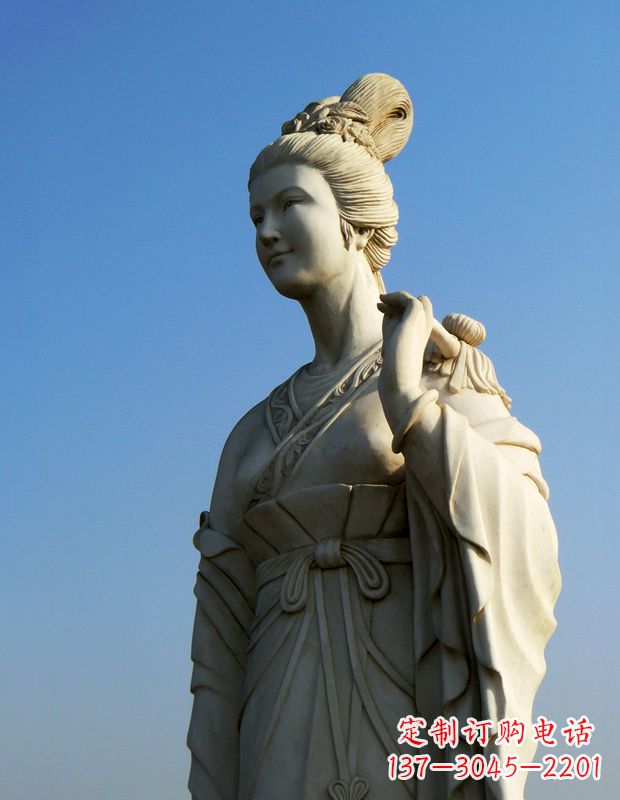 甘肃十二花神九月菊花庞苏汉白玉美女雕像