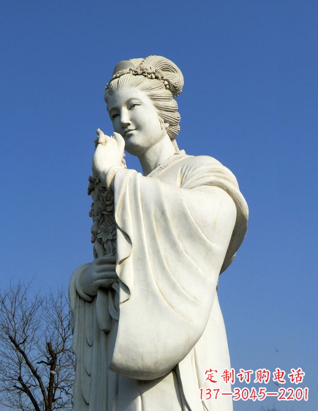 甘肃十二花神之三月桃花息夫人汉白玉精美美女雕像