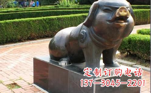 甘肃古典中国十二生肖猪铜雕塑