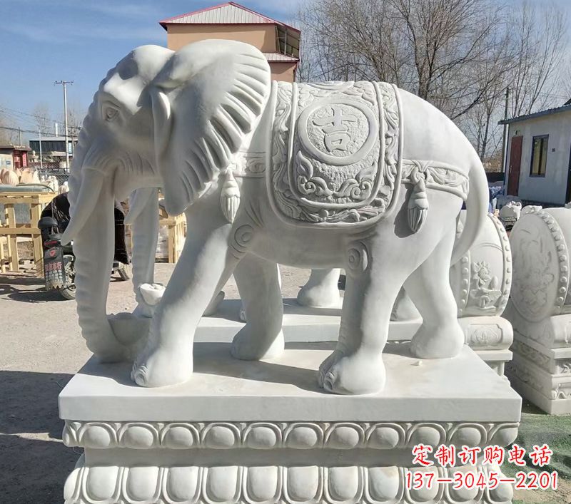 甘肃中领雕塑精美石材大象雕塑