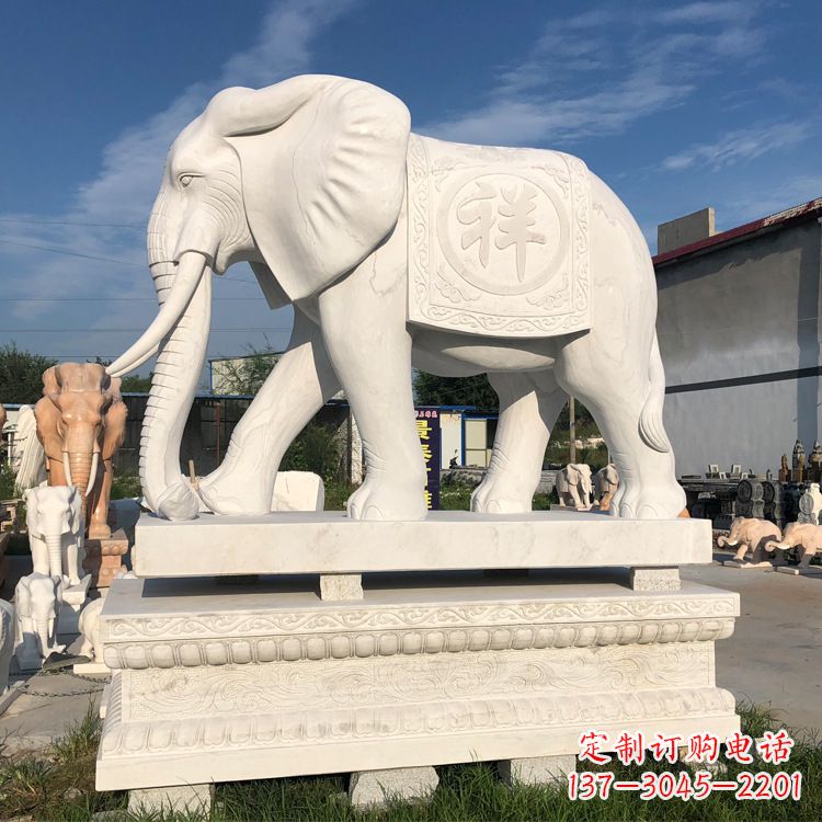 甘肃现代工艺石雕大象雕塑