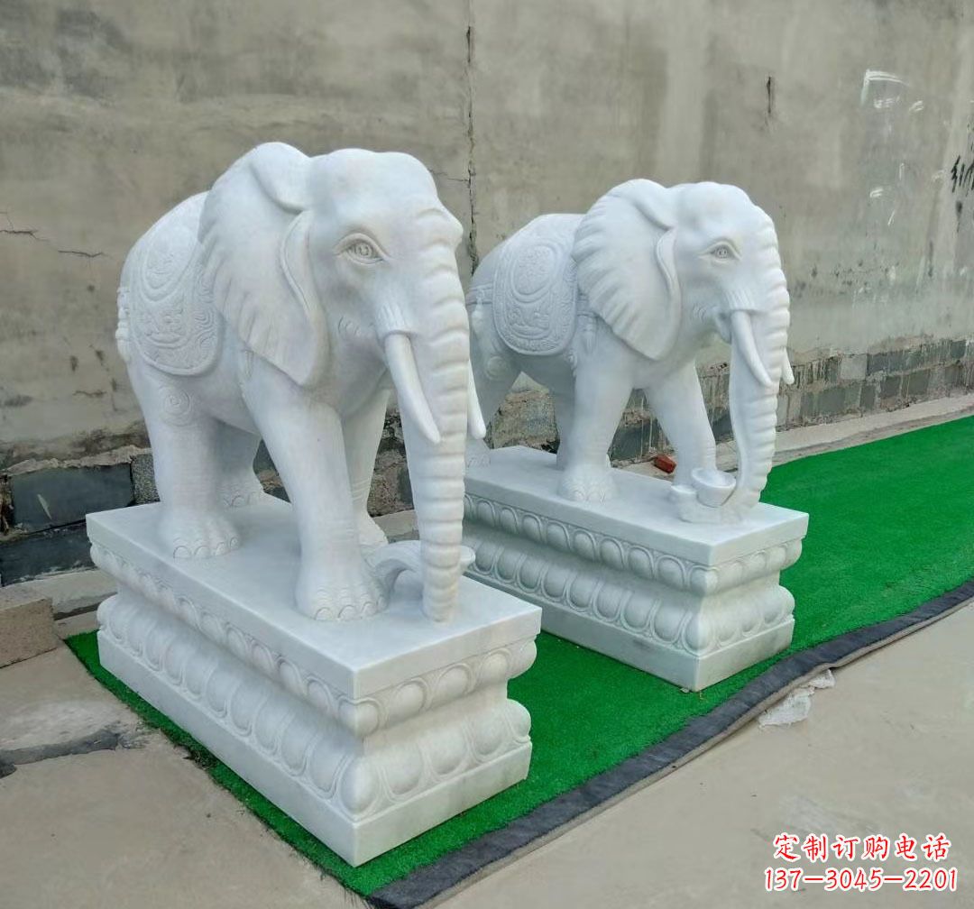 甘肃中领雕塑:精美大象汉白玉雕塑