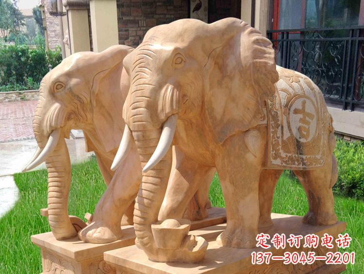 甘肃石雕大象风水的精美雕塑