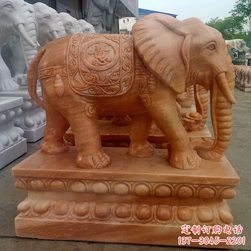 甘肃石雕大象头顶雕花