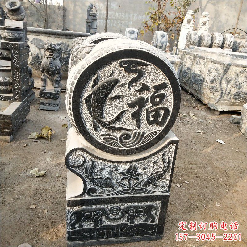 甘肃一流仿古抱鼓门墩石雕塑