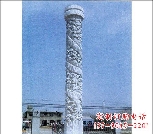 甘肃中领雕塑厂家-优质定制龙柱石雕