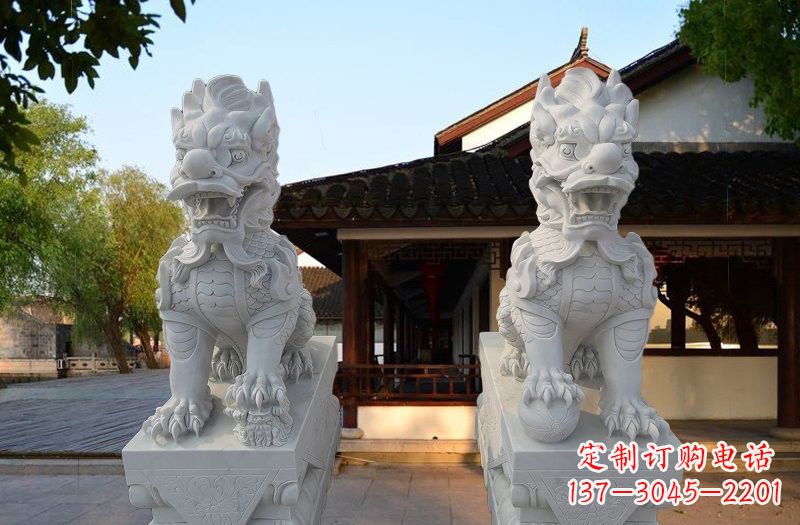 甘肃精美汉白玉麒麟雕塑