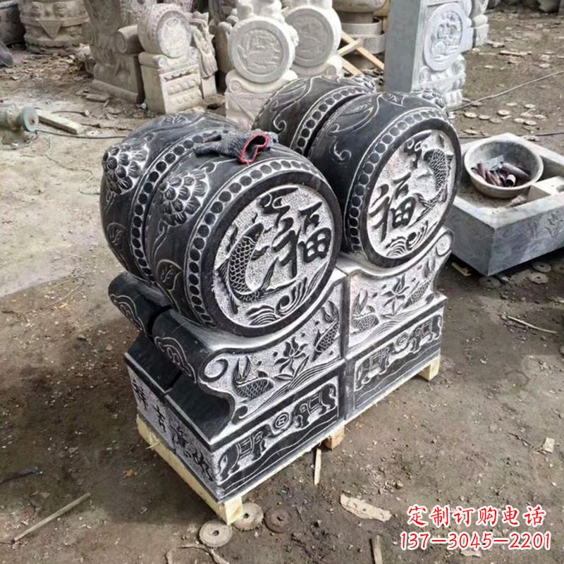 甘肃中领雕塑-石雕门墩貔貅抱鼓