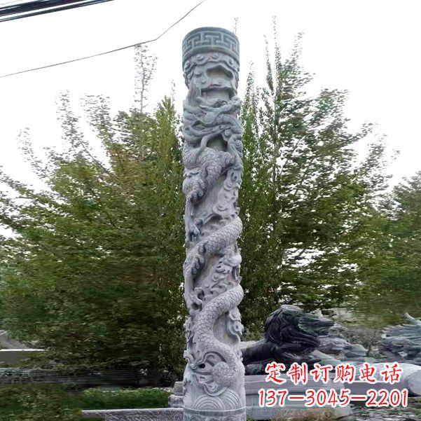 甘肃华贵典雅的石雕盘龙柱雕塑