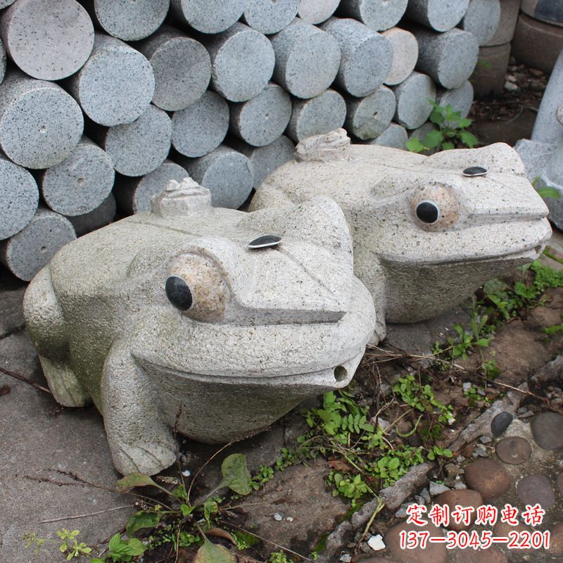 甘肃石雕青蛙喷水雕塑