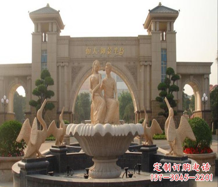 甘肃石雕西方人物喷泉雕塑