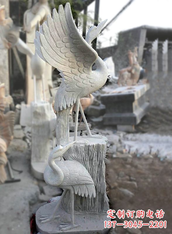 甘肃石雕仙鹤景观摆件