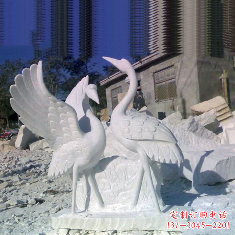 甘肃石雕仙鹤低头