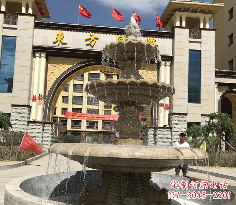 甘肃石雕小区大型喷泉雕塑