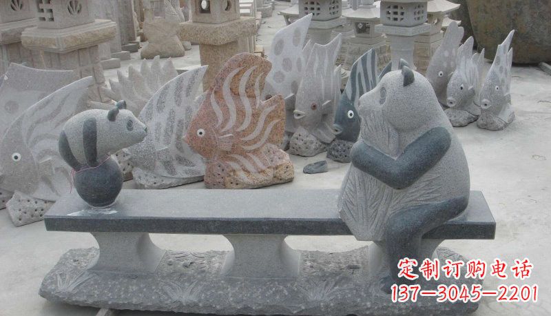 甘肃石雕熊猫座椅
