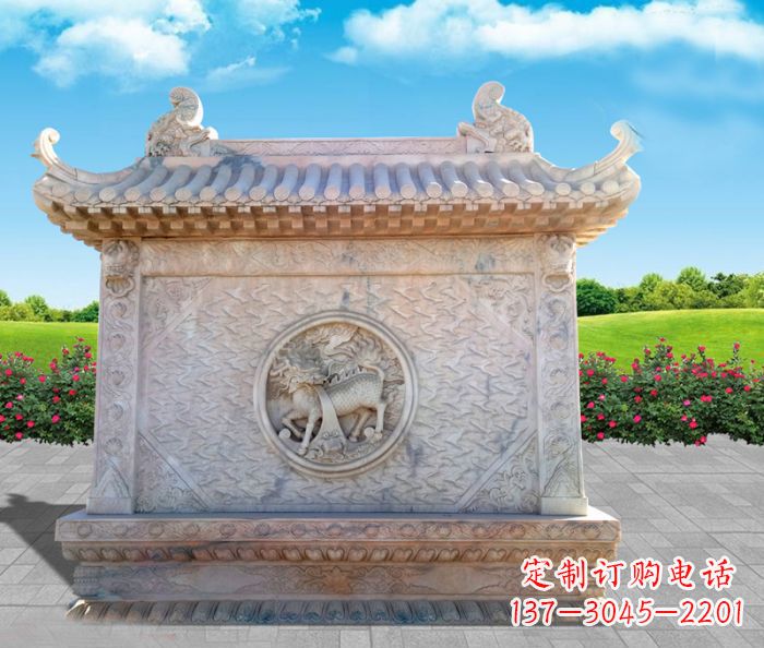 甘肃石浮雕麒麟庭院影壁