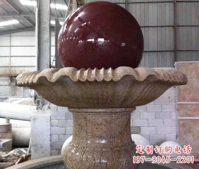 甘肃石来运转小型风水球喷泉石雕 (2)