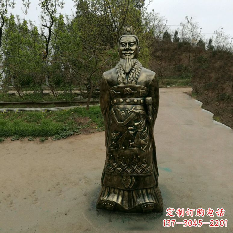 甘肃始皇嬴政玻璃钢仿铜雕塑
