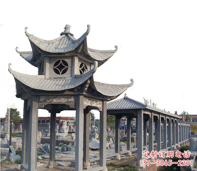 甘肃双层仿古凉亭石雕
