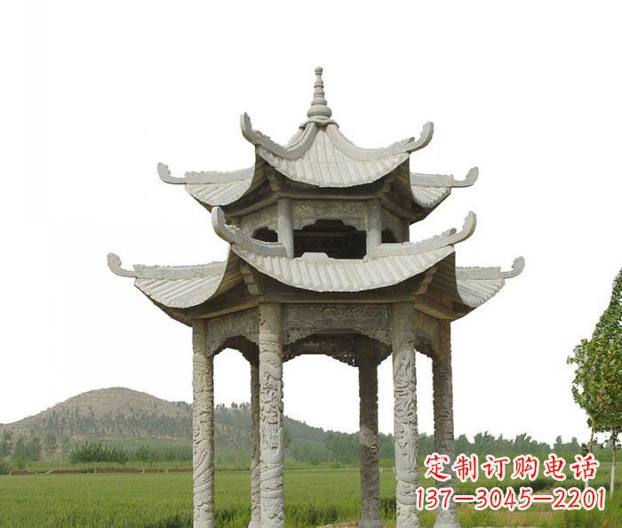 甘肃双层仿古石雕凉亭