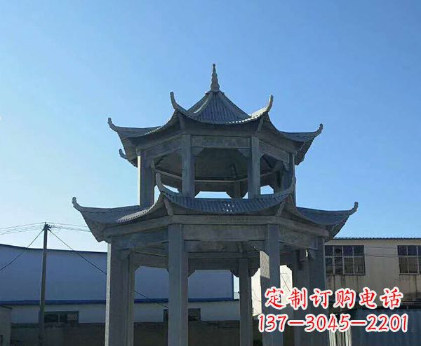 甘肃双层仿古石凉亭石雕_1
