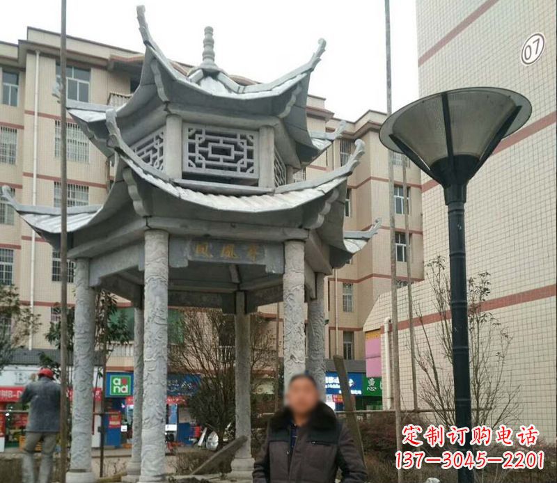 甘肃双层六角凉亭石雕