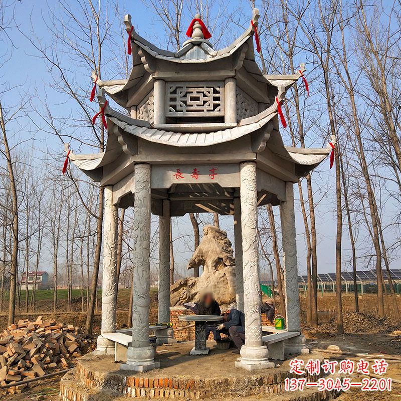 甘肃双层六角石凉亭