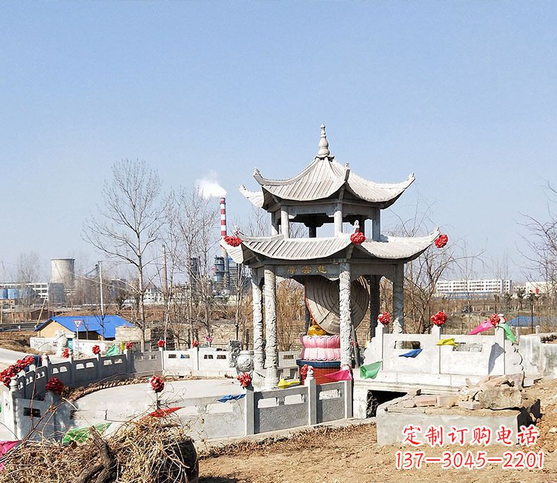 甘肃双层石凉亭石雕 (2)