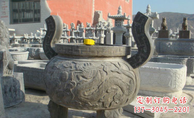 甘肃双龙戏珠浮雕香炉铜雕