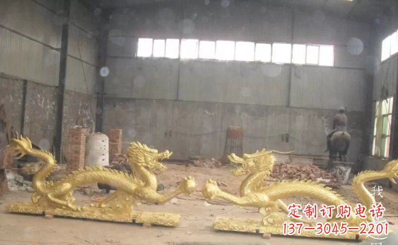 甘肃双龙戏珠广场铜雕 (2)