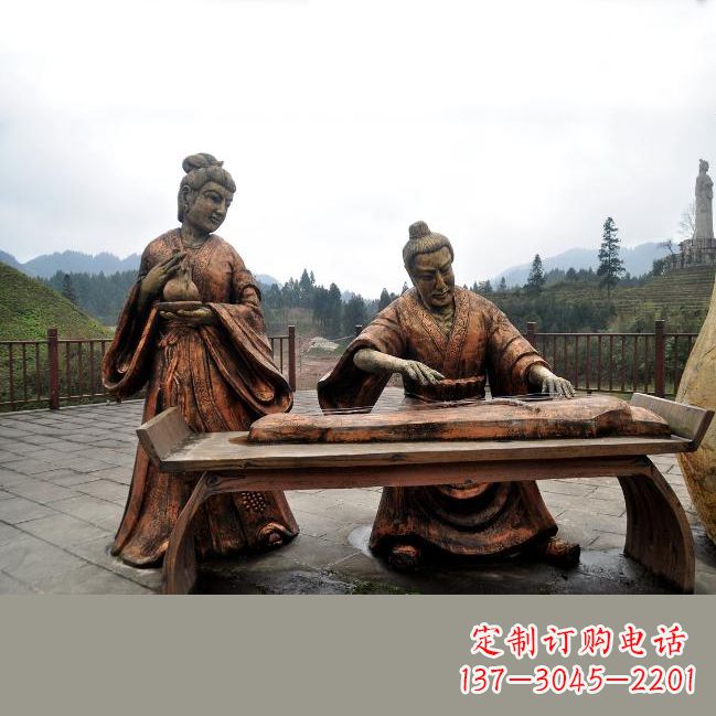 甘肃司马相如与卓文君铜雕塑像-城市广场历史名人情景雕塑