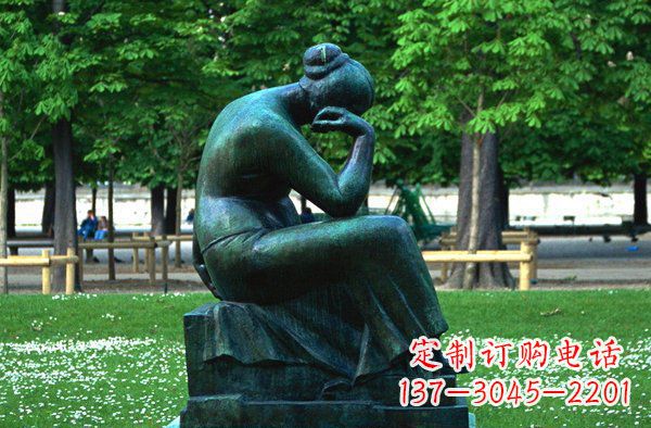 甘肃思考的女人青铜人物铜雕