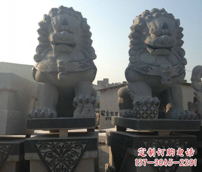 甘肃寺庙景观仿古石狮子 (2)